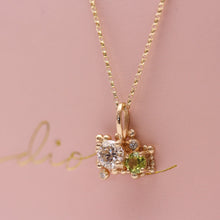 Load image into Gallery viewer, Diamond and Peridot Granulated Pendant
