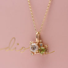 Load image into Gallery viewer, Diamond and Peridot Granulated Pendant