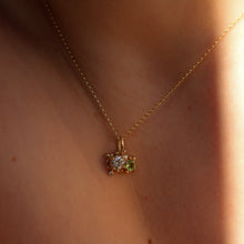 Load image into Gallery viewer, Diamond and Peridot Granulated Pendant