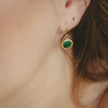 Load image into Gallery viewer, Asymmetrical Emerald Granulated Earrings