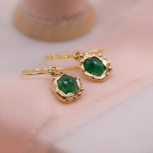 Load image into Gallery viewer, Asymmetrical Emerald Granulated Earrings
