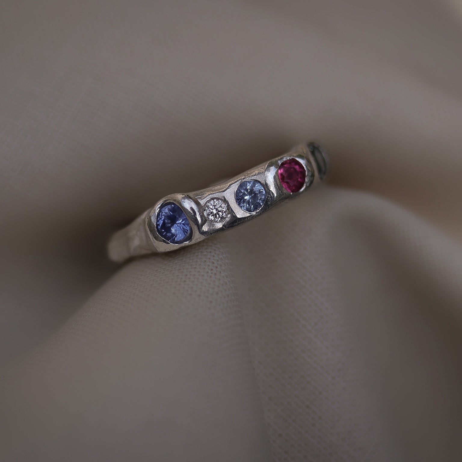 Actually, Quite Brave No. IV | Recycled Sterling Silver, Sapphire, Tanzanite & Diamond Ring