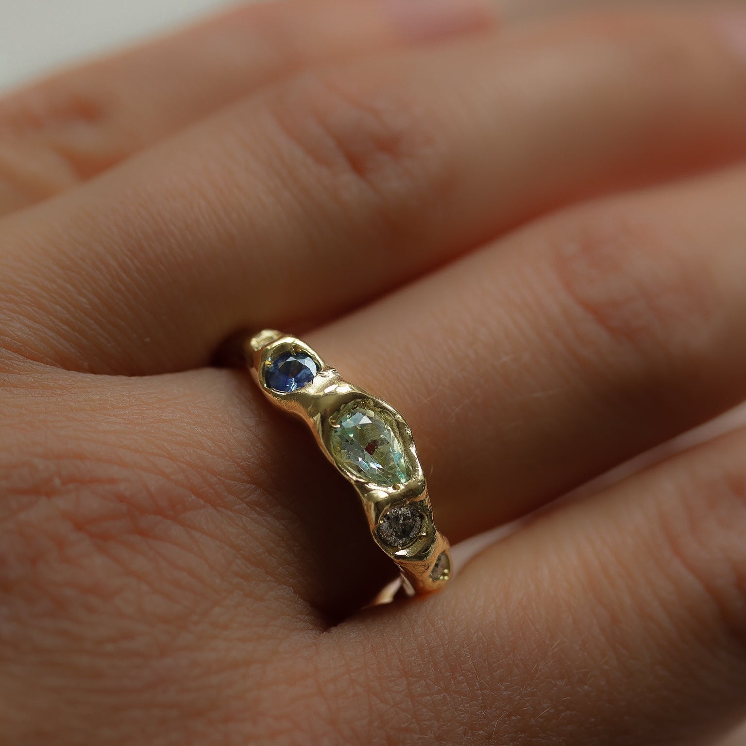 Actually, Quite Brave No. 2 | Solid 14ct Gold, Aquamarine, Sapphire & Diamond Ring