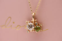 Load and play video in Gallery viewer, Diamond and Peridot Granulated Pendant
