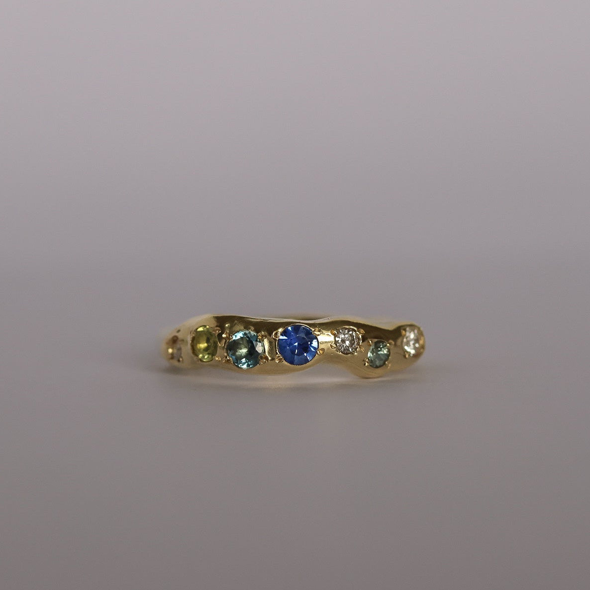 Actually, Quite Brave No. I | Solid 14ct Gold Sapphire, Aquamarine, Peridot & Diamond Ring