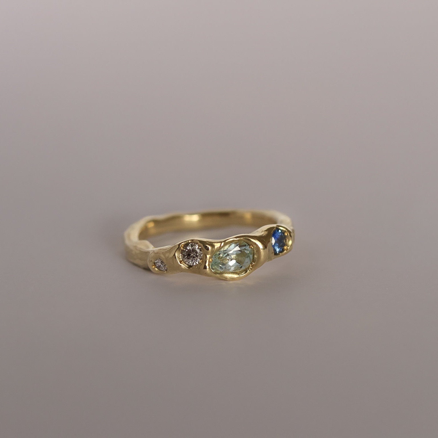 Actually, Quite Brave No. 2 | Solid 14ct Gold, Aquamarine, Sapphire & Diamond Ring