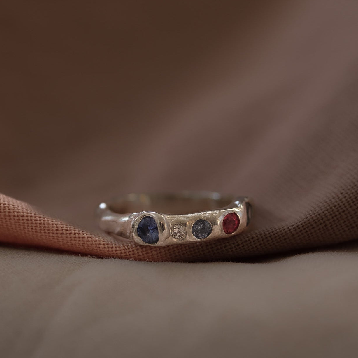 Actually, Quite Brave No. IV | Recycled Sterling Silver, Sapphire, Tanzanite & Diamond Ring
