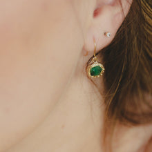 Load image into Gallery viewer, Asymmetrical Emerald Granulated Earrings
