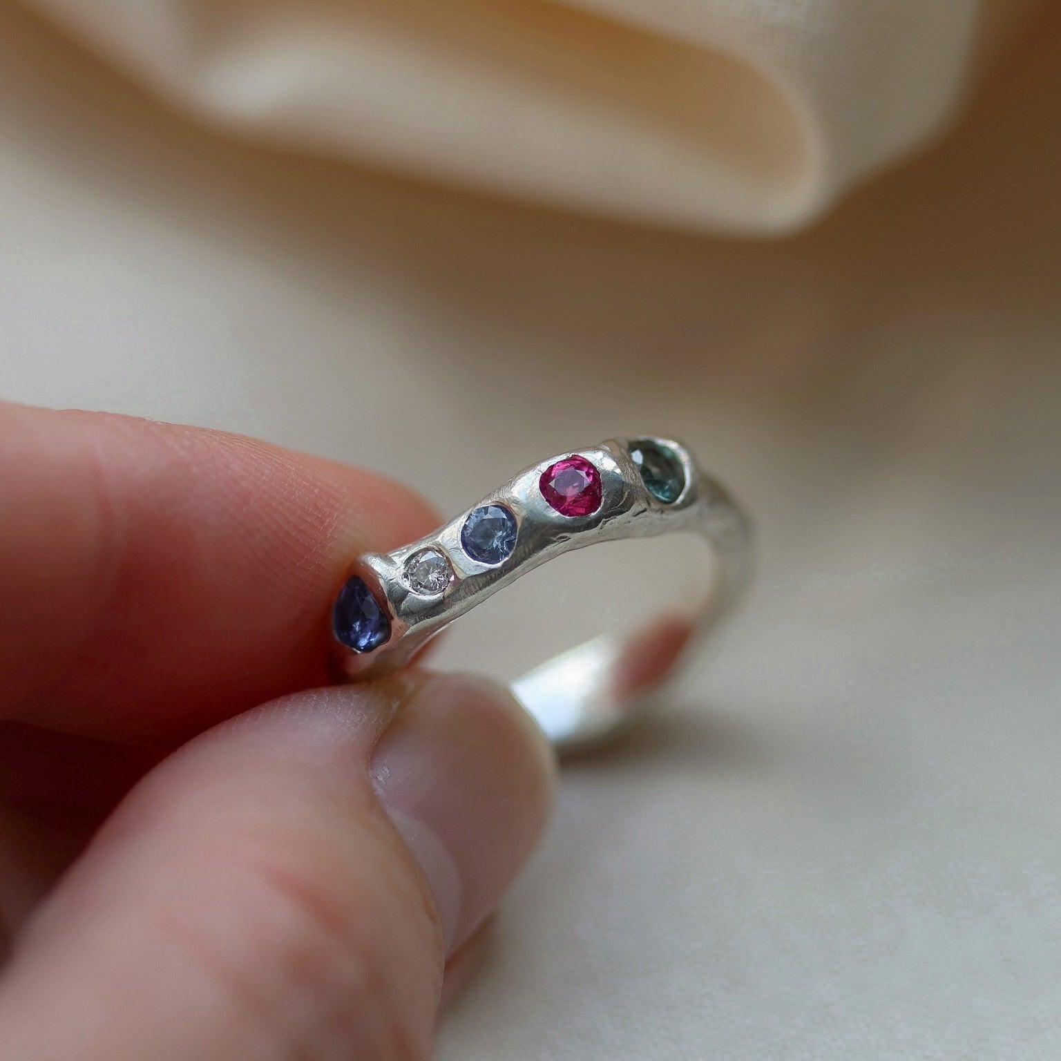 Actually, Quite Brave No. IV | Recycled Sterling Silver, Sapphire, Tanzanite & Diamond Ring