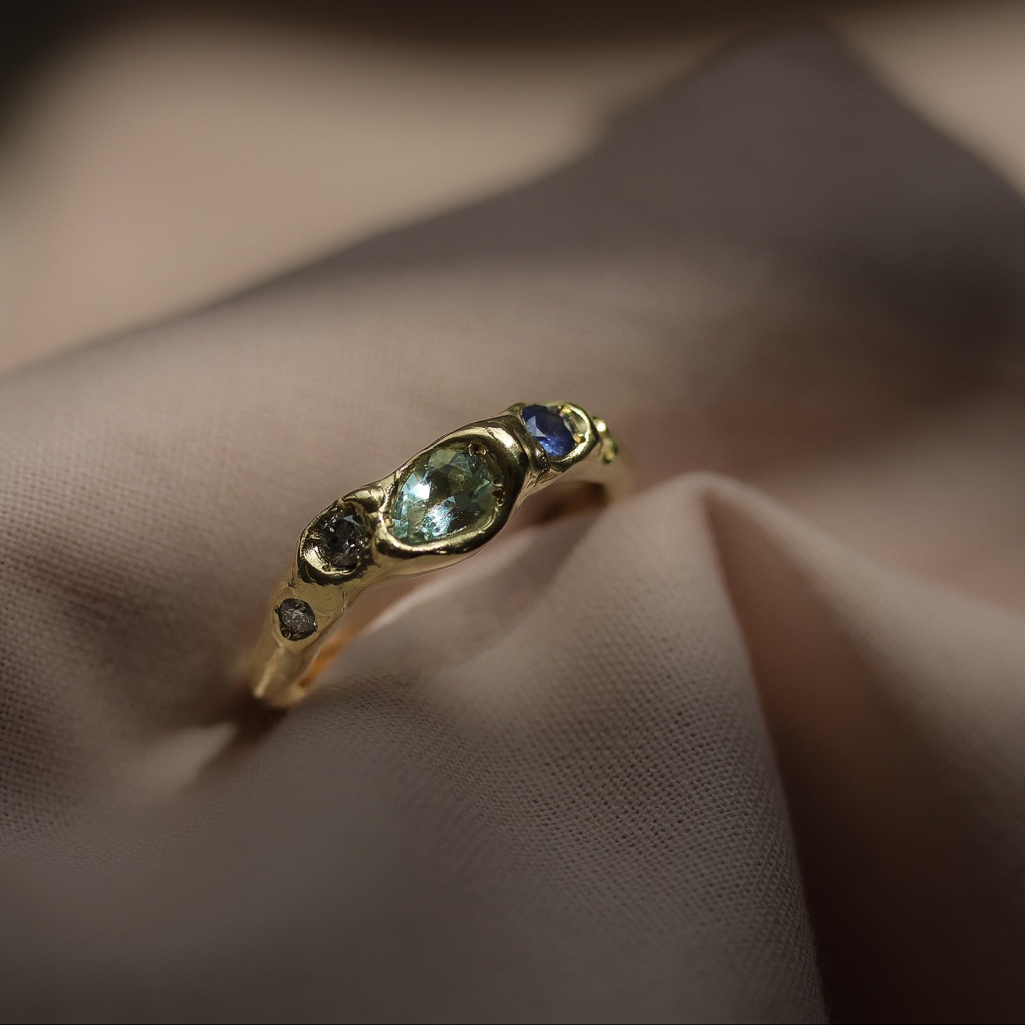 Actually, Quite Brave No. 2 | Solid 14ct Gold, Aquamarine, Sapphire & Diamond Ring