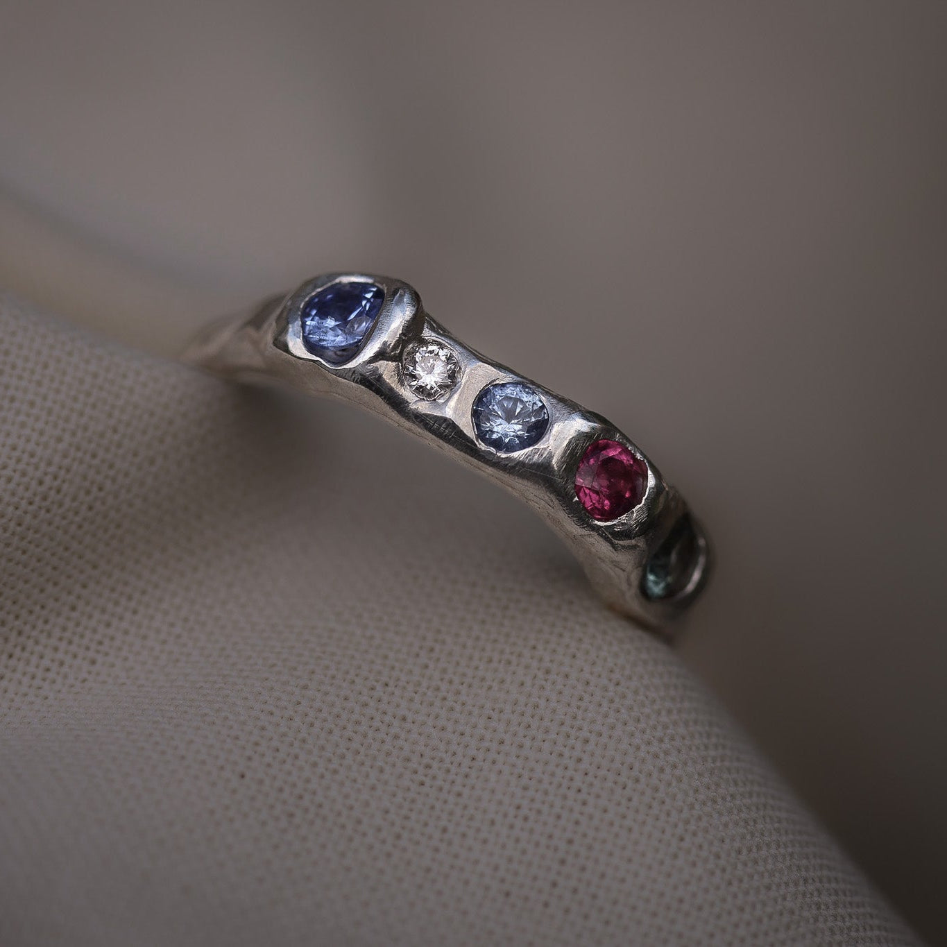 Actually, Quite Brave No. IV | Recycled Sterling Silver, Sapphire, Tanzanite & Diamond Ring