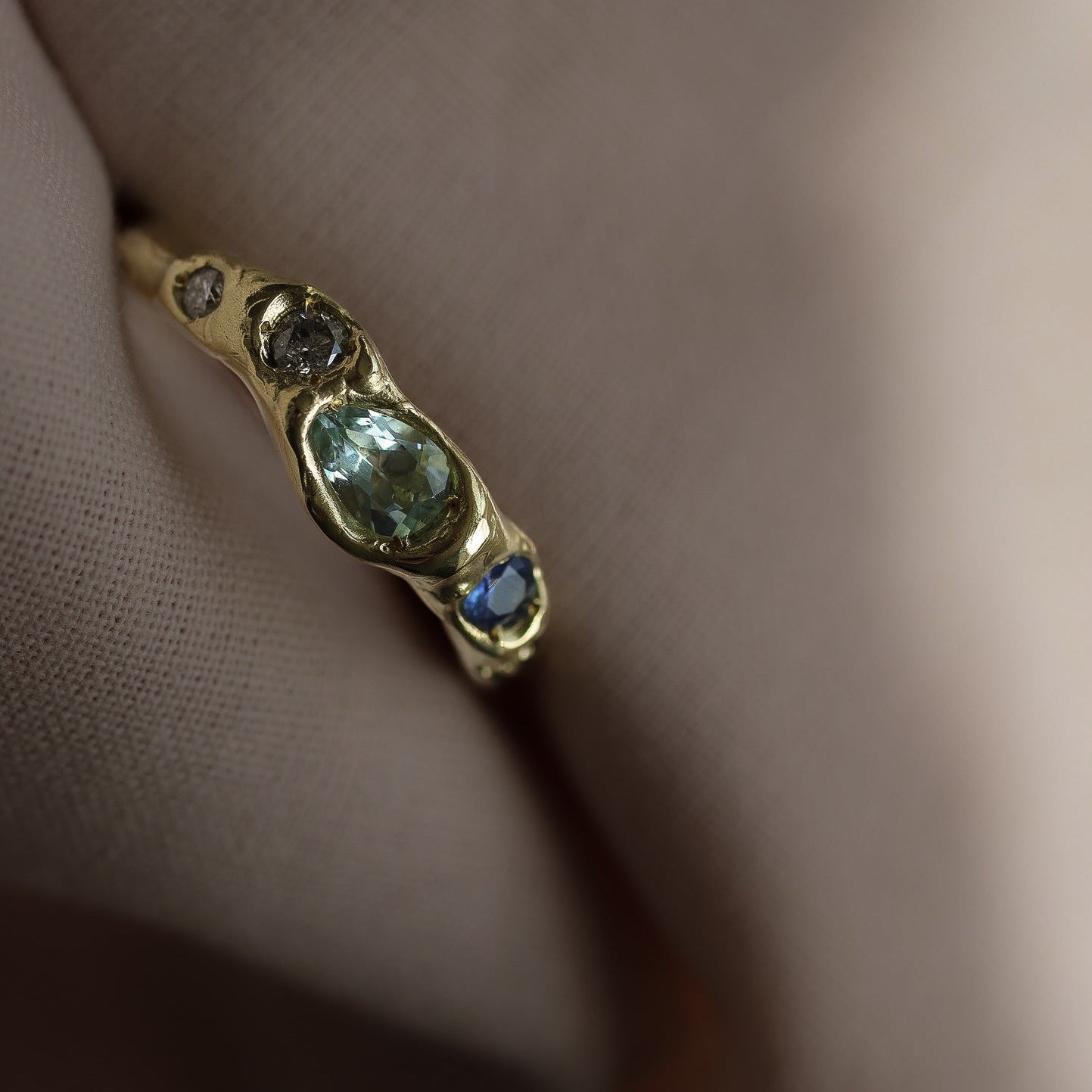 Actually, Quite Brave No. 2 | Solid 14ct Gold, Aquamarine, Sapphire & Diamond Ring